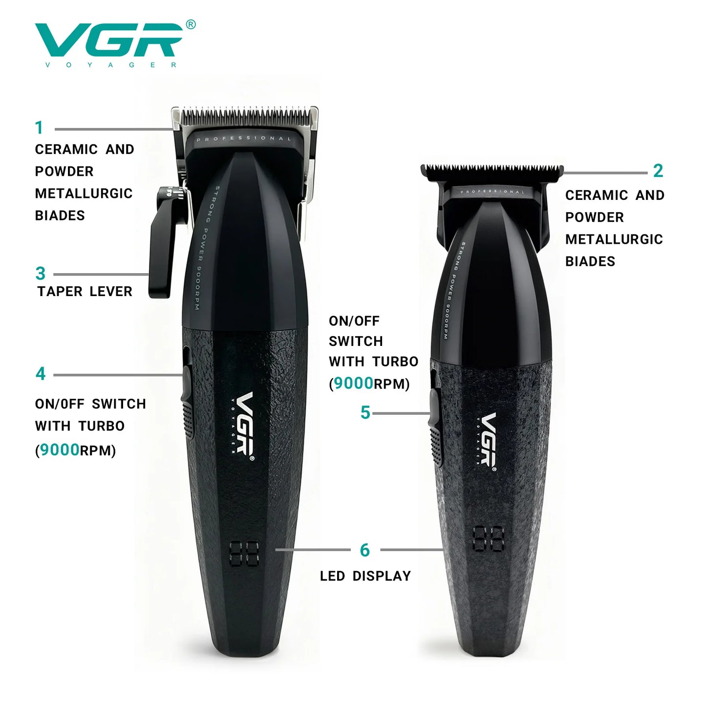 VGR V-640 Profesionalni 2-v-1 komplet za striženje las in prirezovanje brade