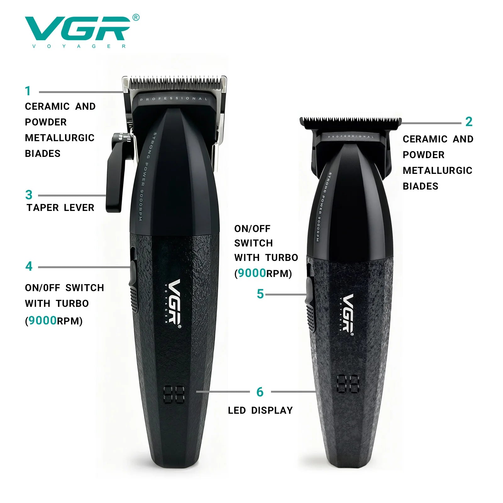 VGR V-640 Profesionalni 2-v-1 komplet za striženje las in prirezovanje brade