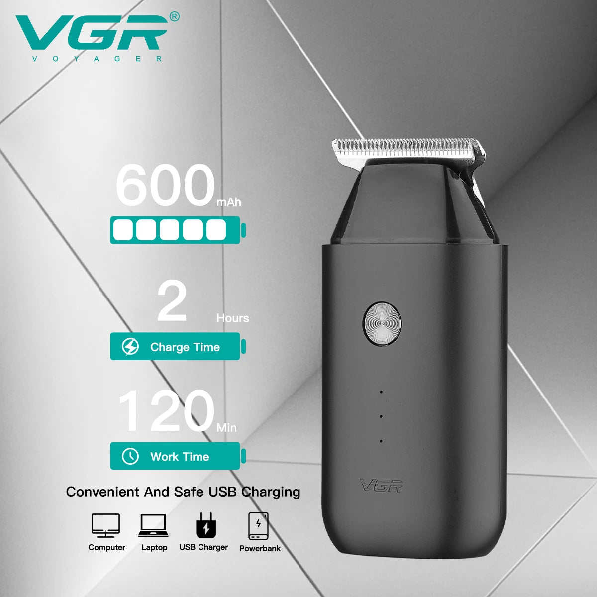 VGR V-932 Mini Pocket Hair Trimmer 0.5-3mm Zero-Cut 120-Min