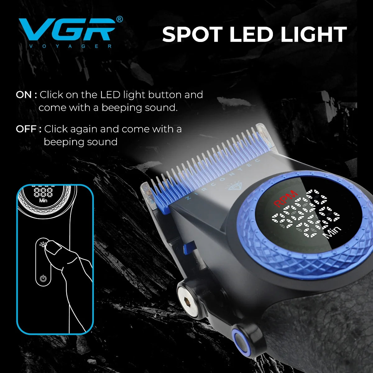 VGR V-001 profesionalni strižnik za lase 9000 RPM BLDC 300-minutno delovanje