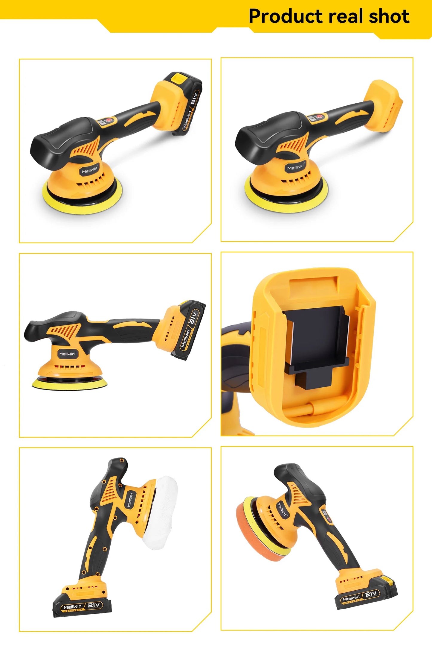 MELLWIN 150mm Cordless Electric Car Polisher 8 Adjustment Car Polishing Waxing Sanding Power Tool For Makita 18V Battery Pin - Limetastore