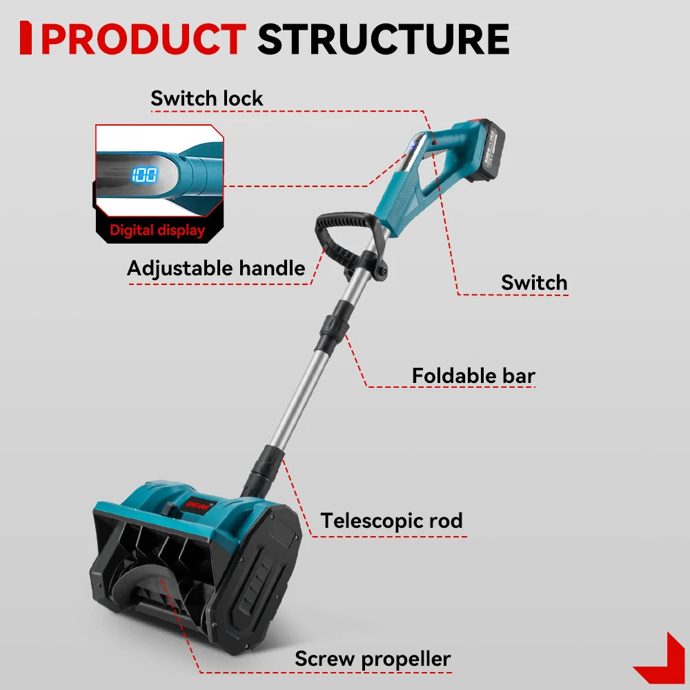 ONEVAN 2500W/3000W brezkrtačni električni snežni plug | Akumulatorski snežni pometač