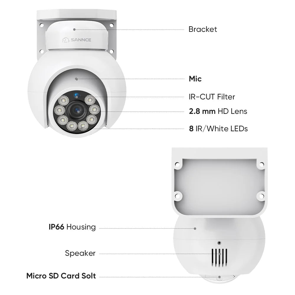 SANNCE 4K 8MP PoE CCTV sistem | 8-kanalni NVR, zaznavanje ljudi, pametno sledenje, barvni nočni vid, ONVIF