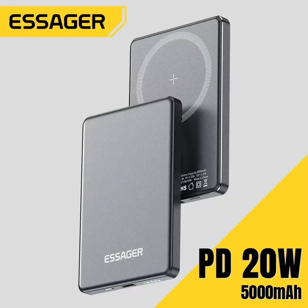 ESSAGER tanek magnetni brezžični Power Bank 20W 5000mAh MagSafe