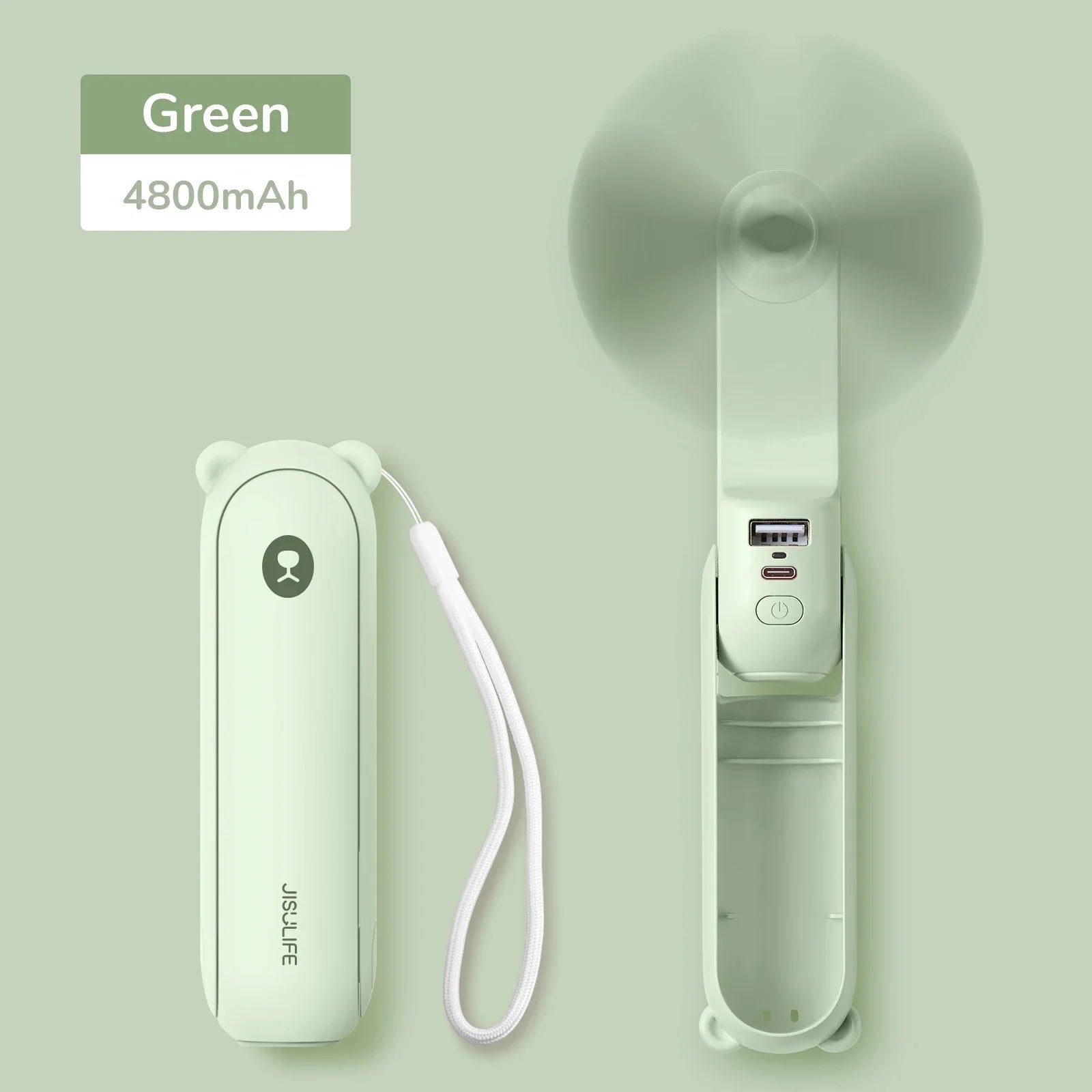 JISULIFE prenosni mini ročni ventilator – 4500 mAh, USB, polnljiv, tih žepni ventilator