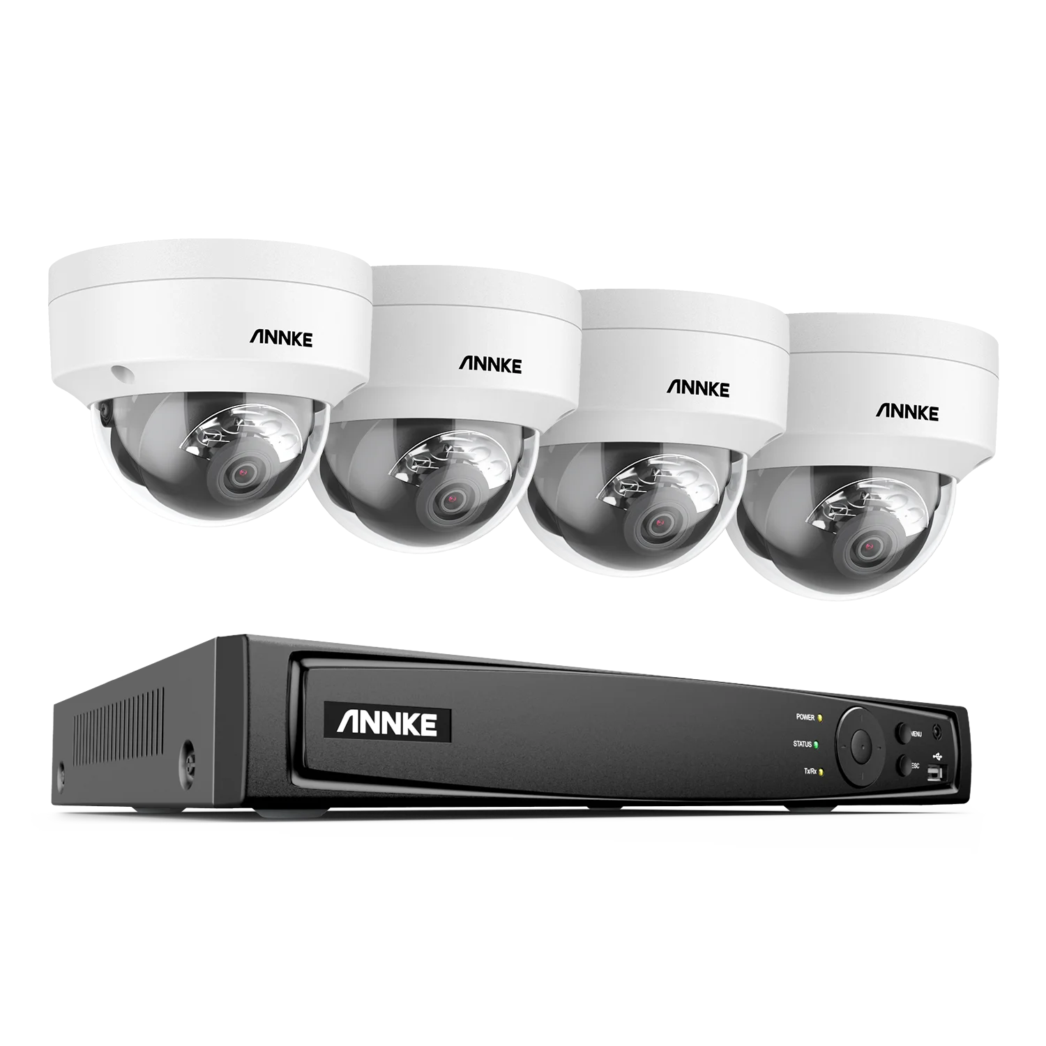 ANNKE 4K 8MP PoE CCTV sistem | 8-kanalni H.265+ NVR, 4× 8MP kamere, podpora za 128 GB TF kartico