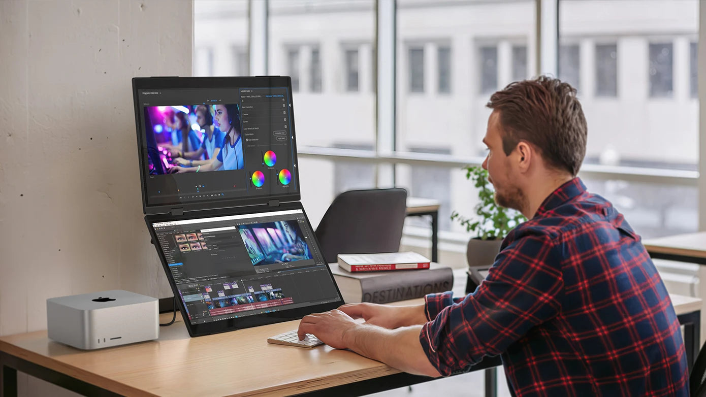 UPERFECT Delta Pro Touch 16" 2.5K 1600P Dual Touch Monitor with Touch Pen - Foldable Travel Display for Laptop, PC, Mac, and Windows via USB-C and HDMI - Limetastore