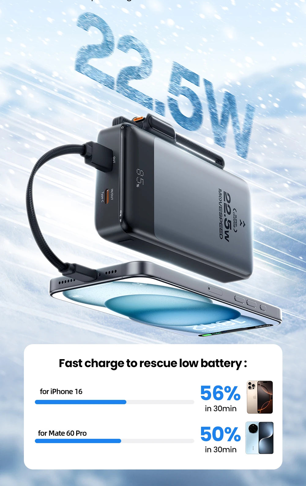 MOVESPEED MSP17 prenosna baterija (power bank) 10000mAh 2-v-1 z zložljivim EU vtičem