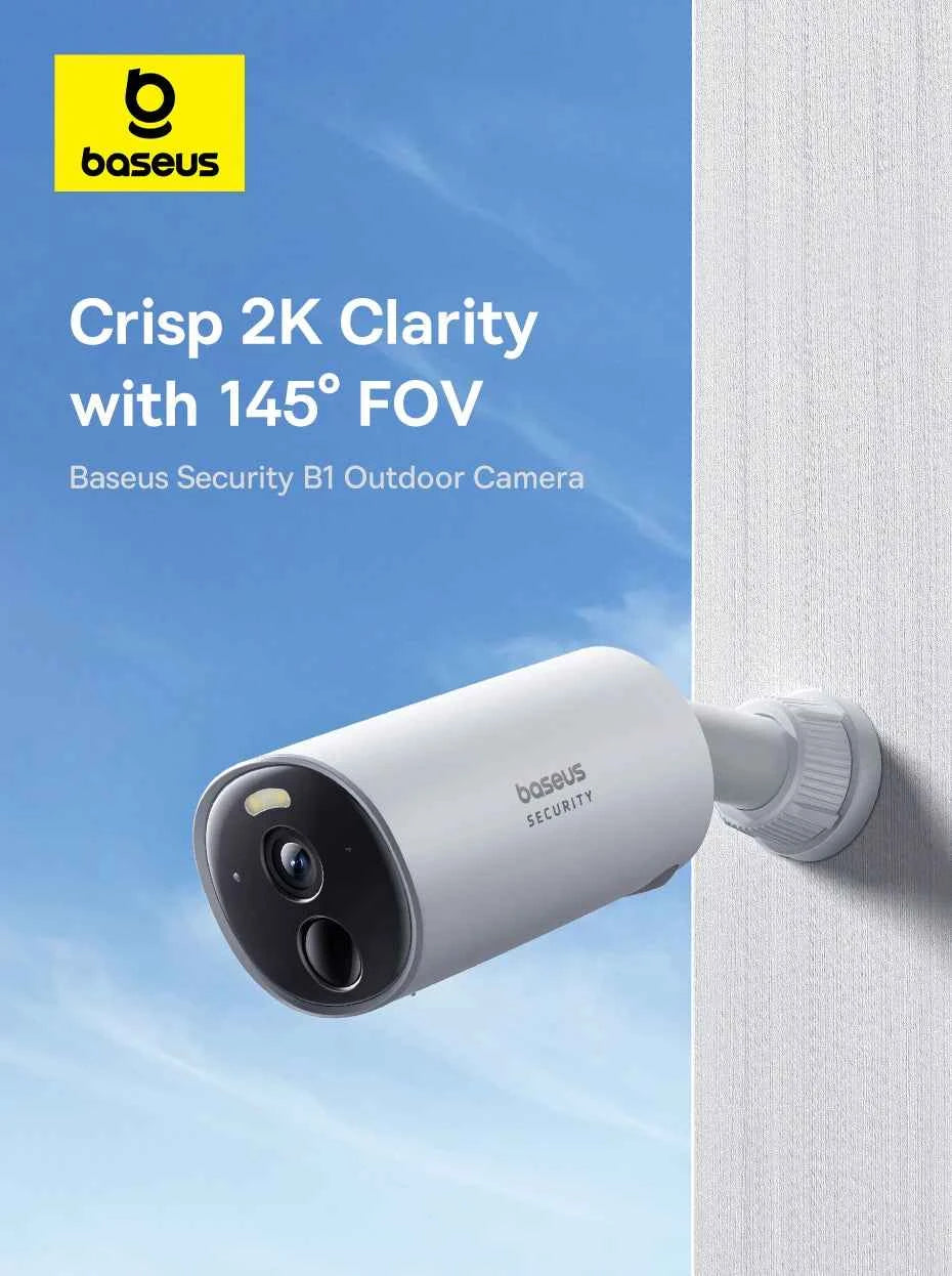 Baseus Security B1 Outdoor Camera 2K Wireless Wifi Camera Security Protection System 24/7 Recording Built-in 8GB Local Storage - Limetastore