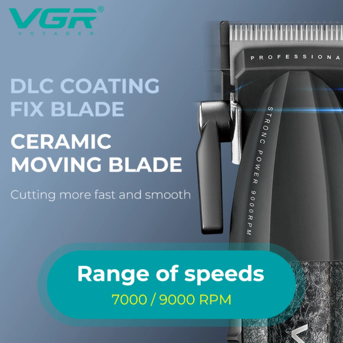 VGR V-640S4 5-in-1 Hair Clipper Kit – 9000 RPM, 180-Min Runtime, Titanium Blade