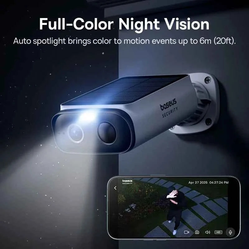 Baseus Security S1 Lite Wireless Outdoor Camera 4-Cam Solar Security Camera 2K Clarity With Power 135°FOV IP67 512GB Wifi Camera - Limetastore