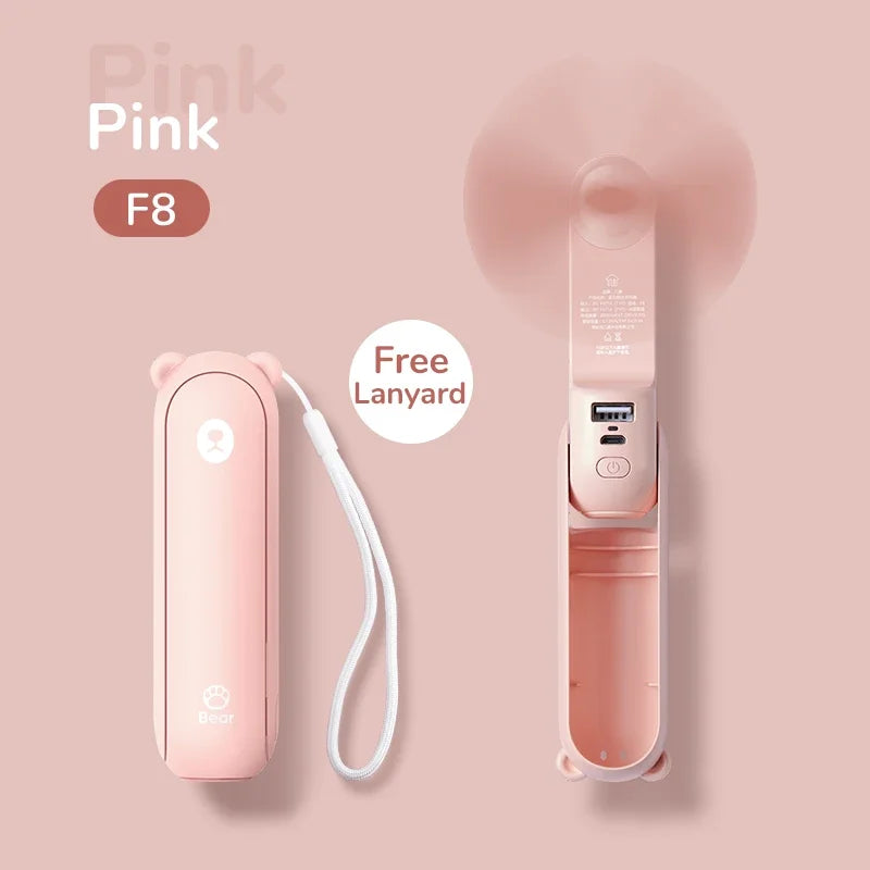 JISULIFE prenosni mini ročni ventilator – 4500 mAh, USB, polnljiv, tih žepni ventilator