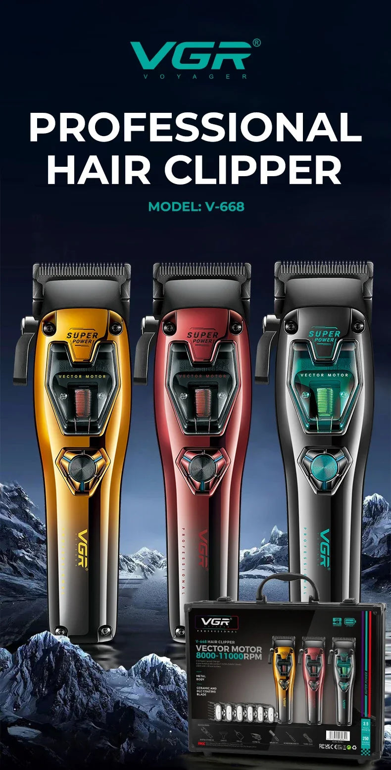 Profesionalni strižnik las VGR V-668 – motor Vector 11.000 vrt./min, 250 minut delovanja, 6 glavnikov
