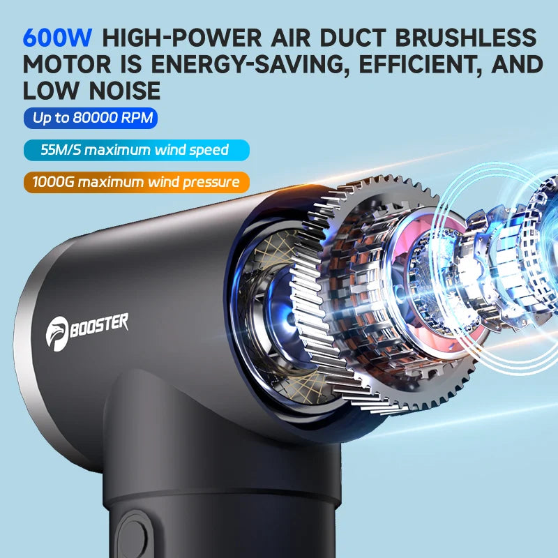 Puhalo Booster TF50 – 600 W visoko zmogljivo turbo zračno puhalo | 4-stopenjski sušilnik za avtomobile, hitrost vetra 51,8 m/s