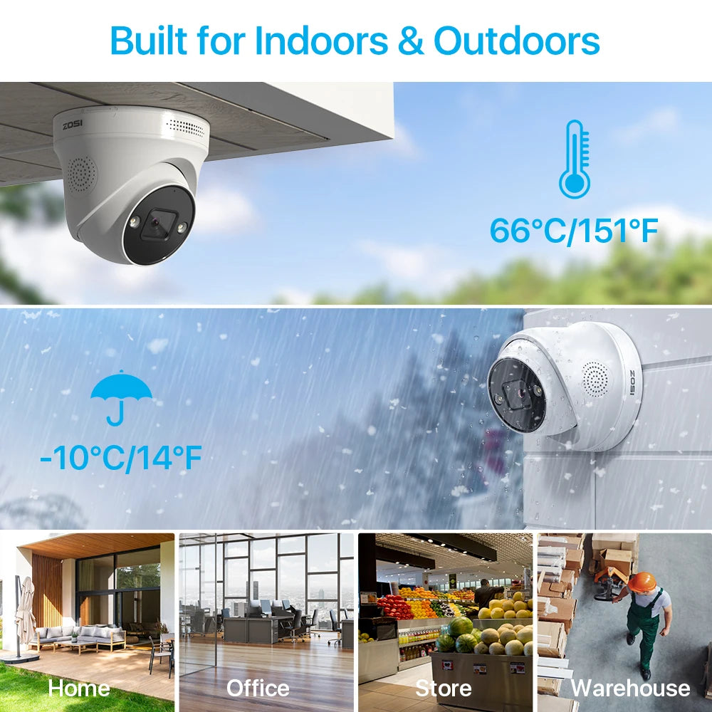 ZOSI 4K 8MP PoE Security Camera System – 8CH H.265+ NVR with 5MP/8MP Outdoor IP Cameras | AI Human/Vehicle Detection & Full‑Color Night Vision | Home & Business CCTV Kit