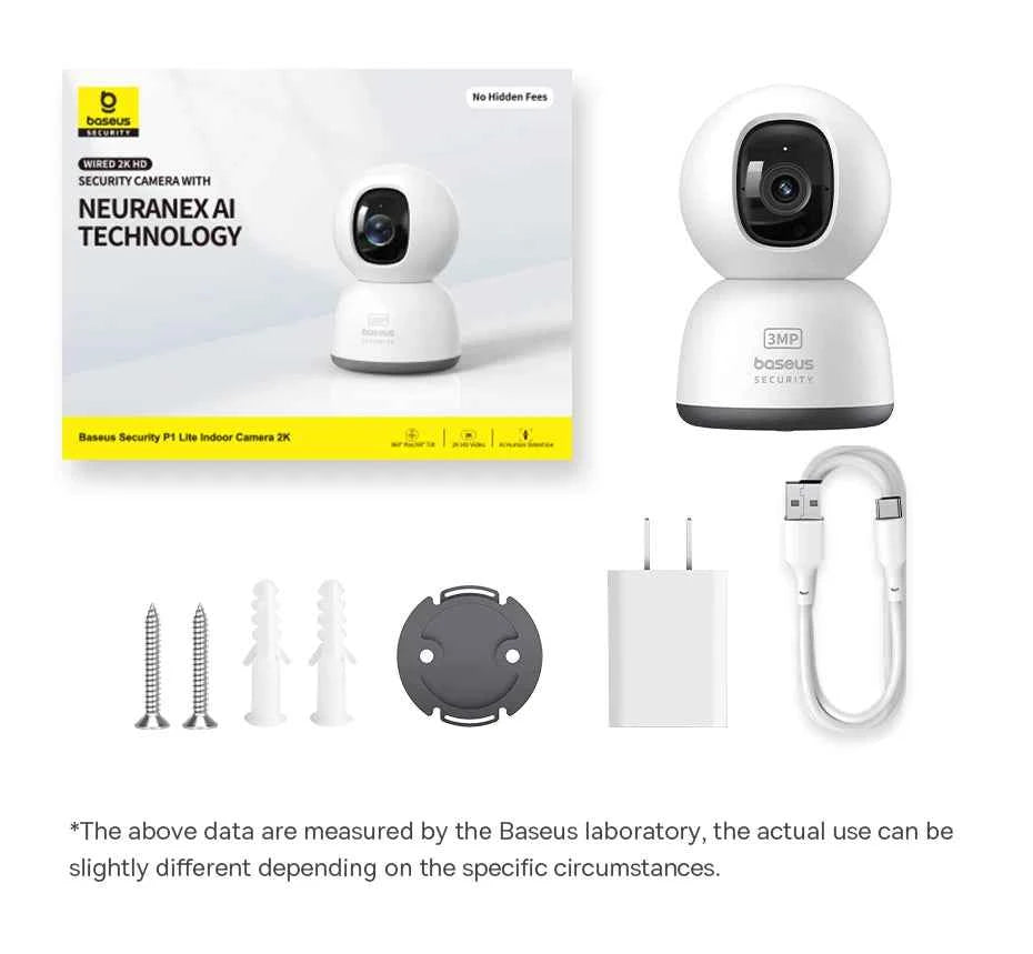 Baseus Security P1 Lite Indoor Camera 2K 3MP Pan&Tilt Smart Mini WiFi IP Camera Wireless Home Security Full HD Auto AI Tracking - Limetastore