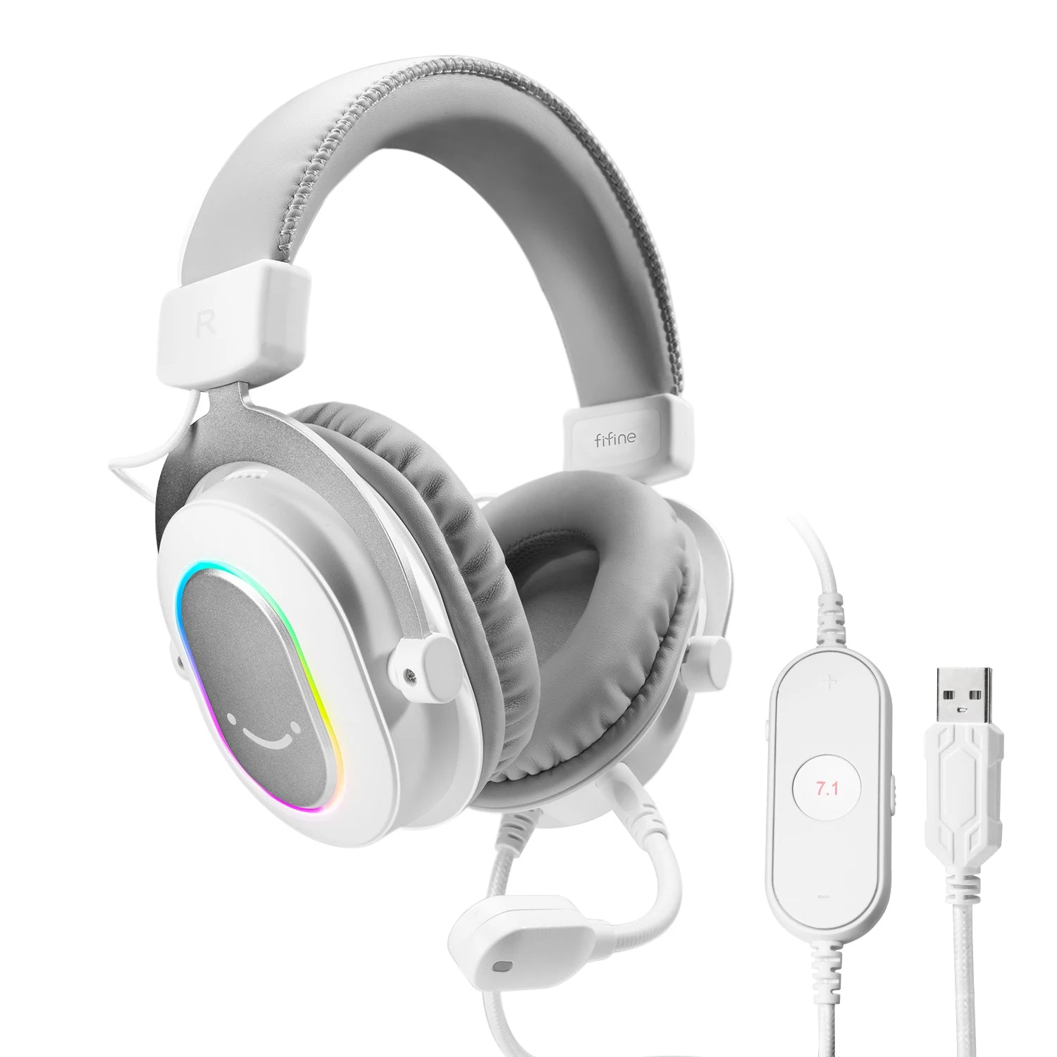 FIFINE H6 Dynamic RGB Gaming Headset – 7.1 Surround Sound, Detachable Mic, 3 EQ Modes for PC/PS4/PS5