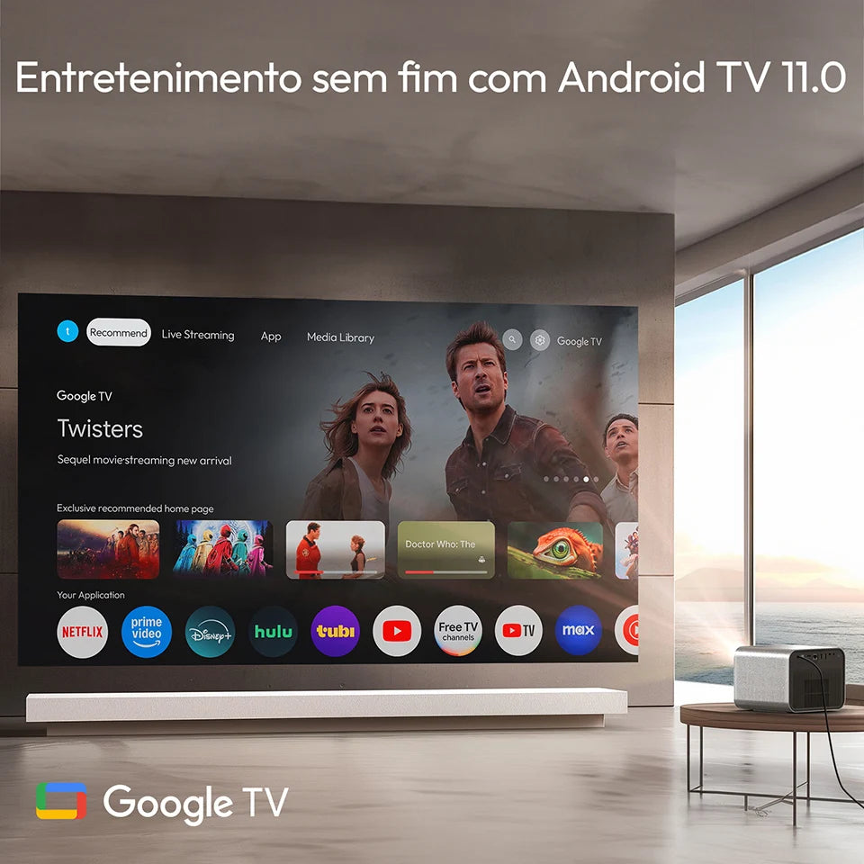 BYINTEK R90 Max Smart Projector | 2200 ANSI Lumens 1080P | Android 11 & WiFi 6