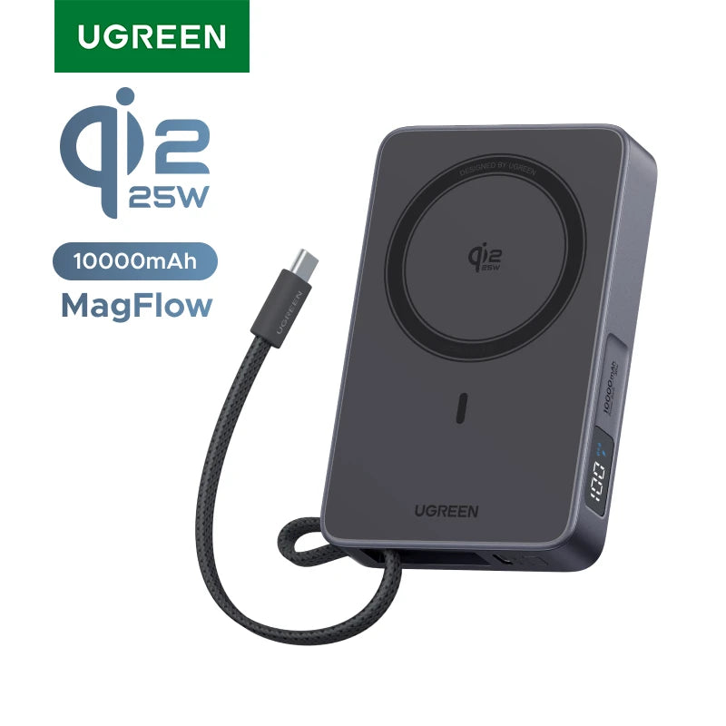 UGREEN Qi2.2 25W magnetni prenosni polnilec – 10000 mAh zunanja baterija za hitro polnjenje
