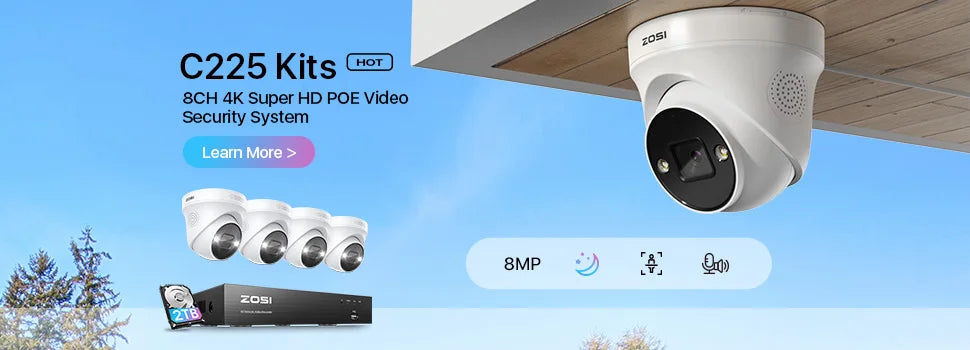 ZOSI 4K 8MP PoE Security Camera System – AI Human/Vehicle Detection