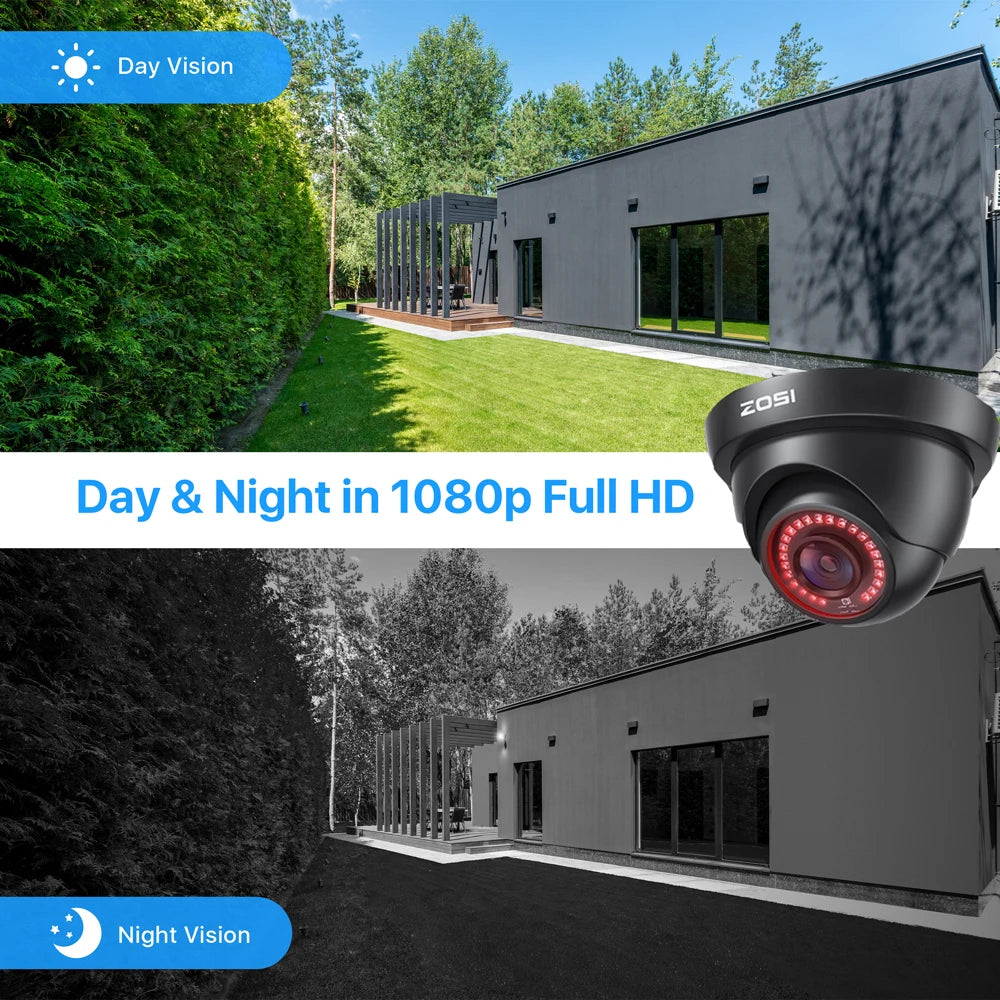 ZOSI 1080p zunanja varnostna kamera – vodoodporna nadzorna kamera 4 v 1 AHD/TVI/CVI/CVBS