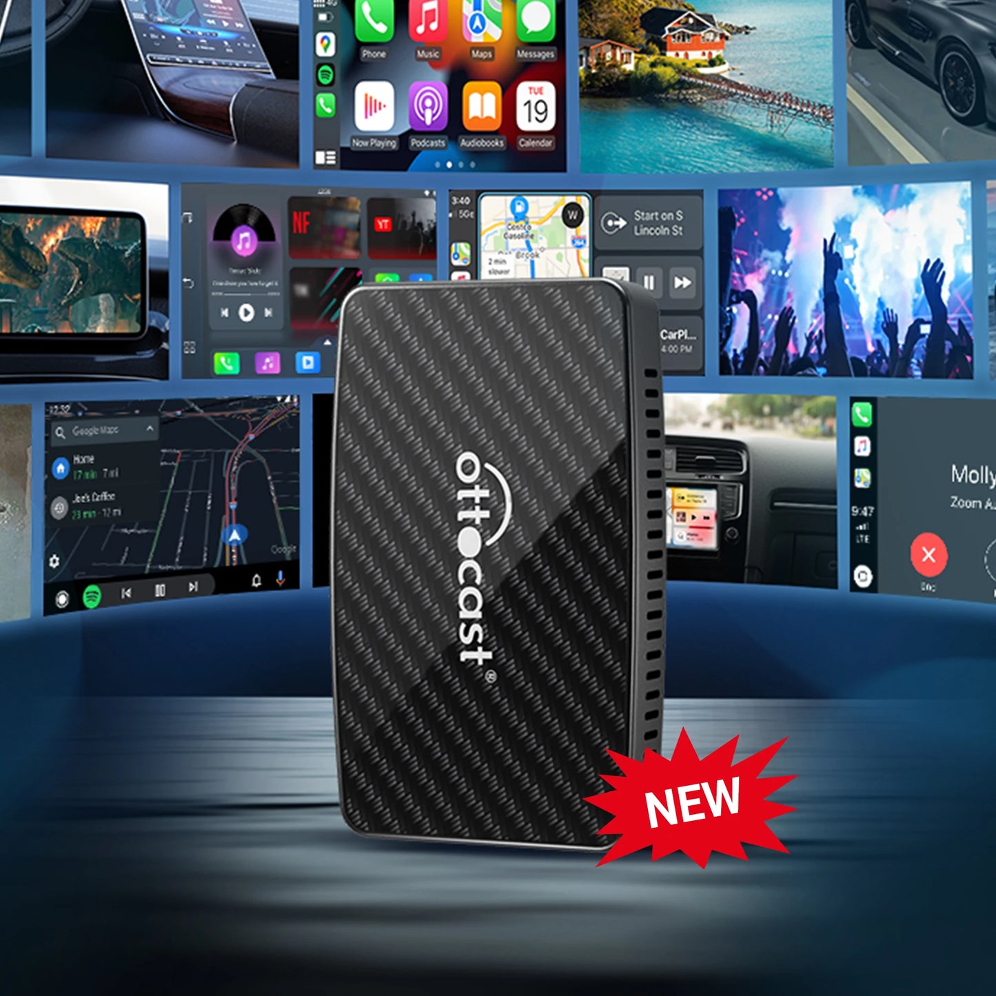 OTTOCAST Play2Video Pro Wireless CarPlay & Video AI Box