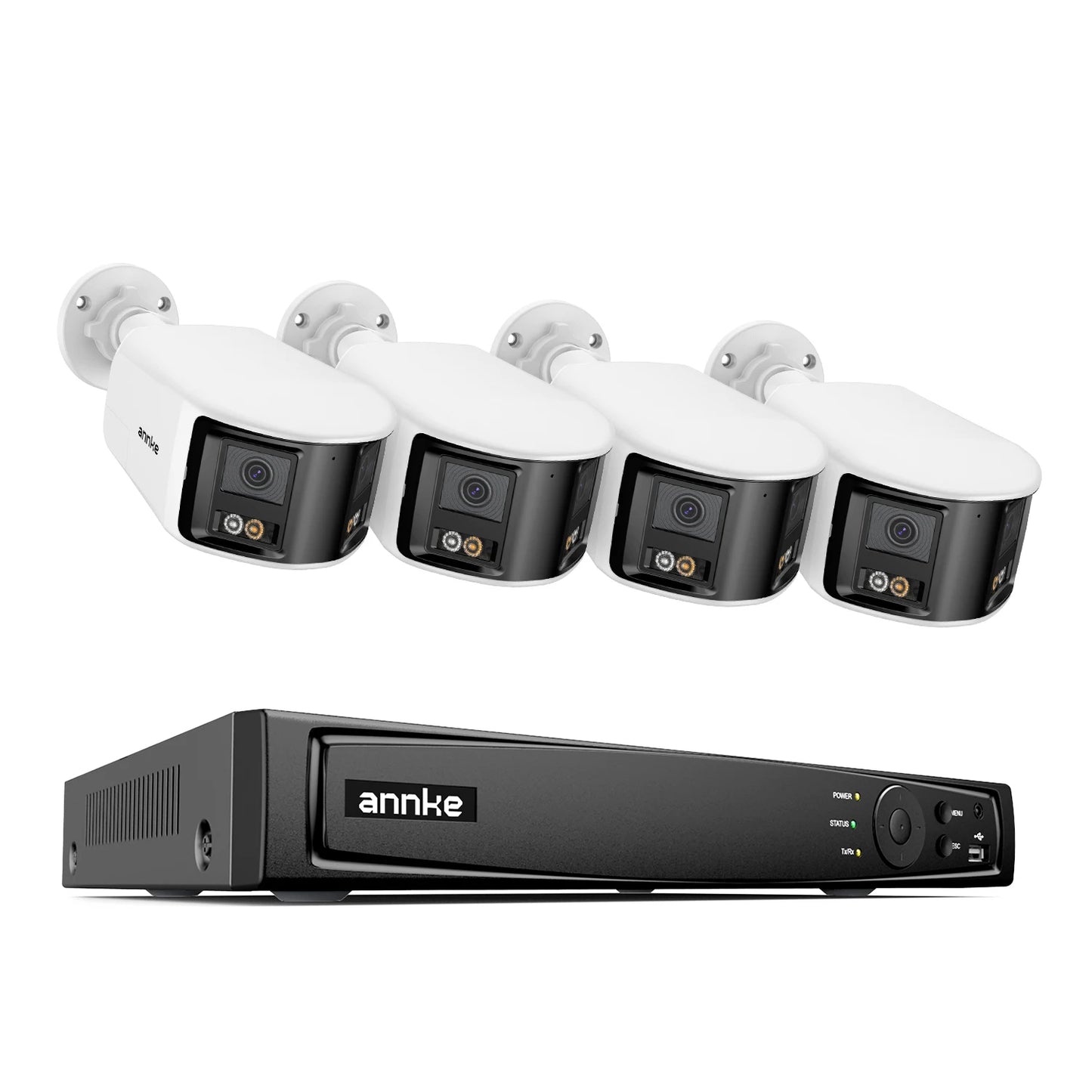 ANNKE 4K 8MP panoramski dvojni objektiv PoE sistem | 8-kanalni NVR, 180° pogled, IR nočni vid, 6MP kamere
