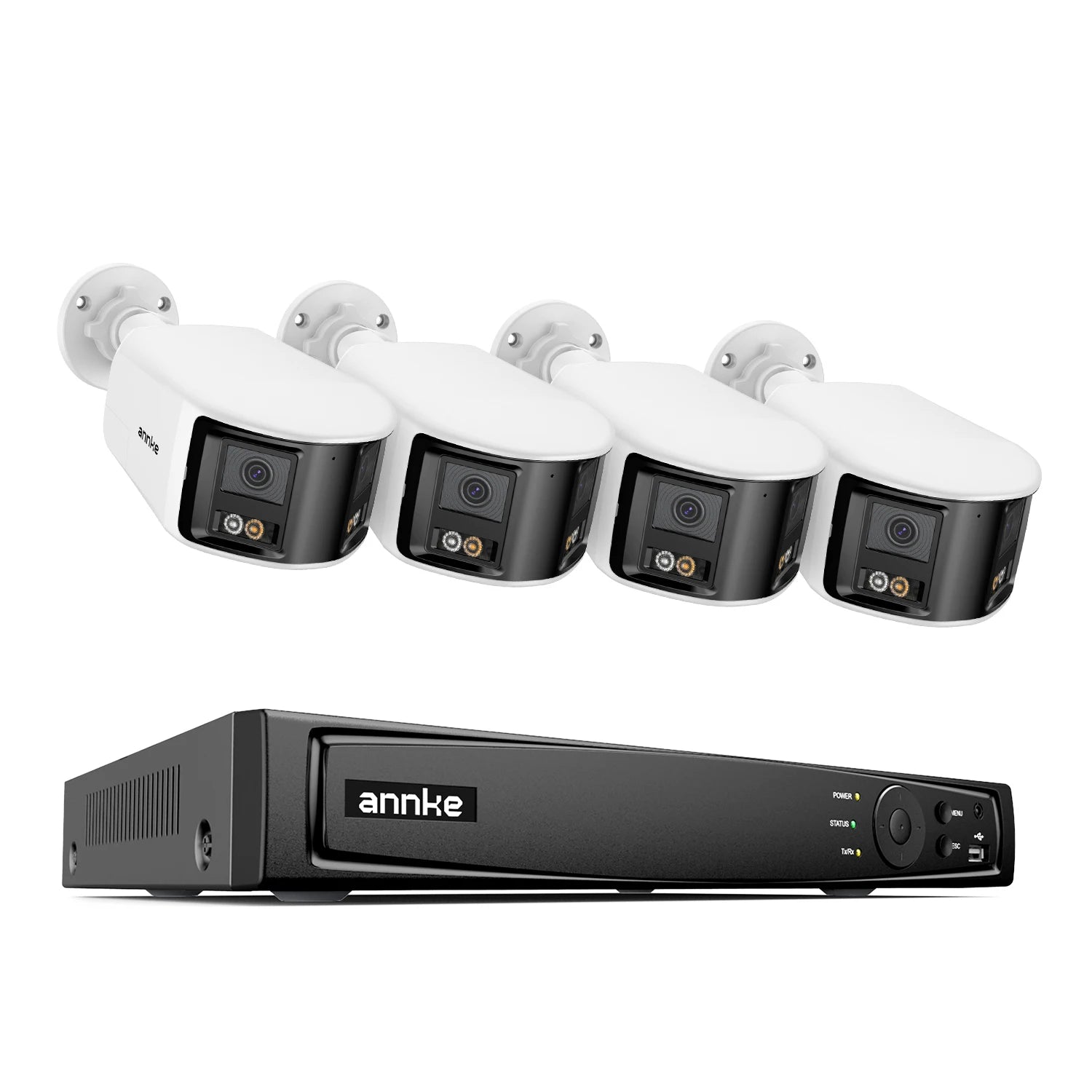 ANNKE 4K 8MP panoramski dvojni objektiv PoE sistem | 8-kanalni NVR, 180° pogled, IR nočni vid, 6MP kamere
