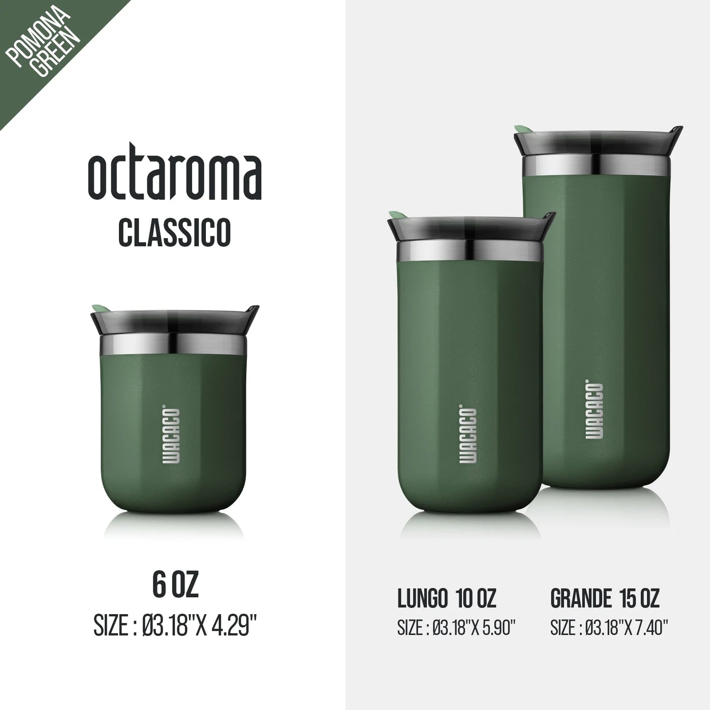 Wacaco Octaroma vakuumska izolirana skodelica za kavo – dvostenska potovalna termovka iz nerjavečega jekla z nepropustnim pokrovom, 180 ml / 300 ml / 450 ml termo skodelica