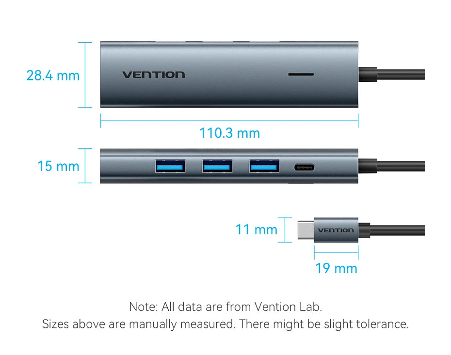 Vention USB-C v USB-A zvezdišče s 4 priključki | Visokohitrostni razdelilnik USB 3.0 za MacBook in prenosnike