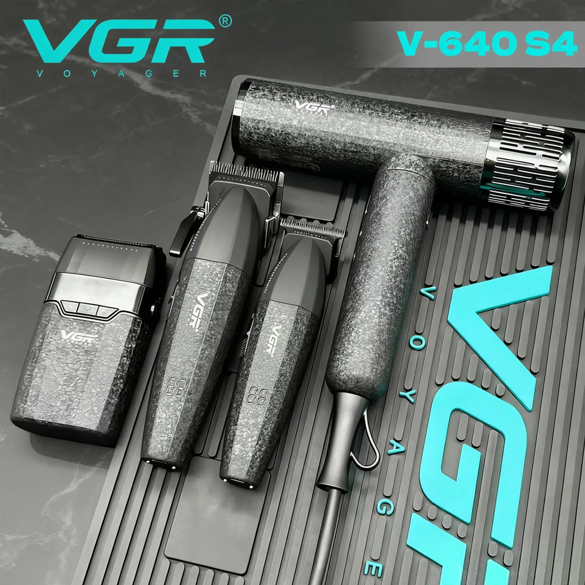 VGR V-640S4 5-in-1 Hair Clipper Kit – 9000 RPM, 180-Min Runtime, Titanium Blade