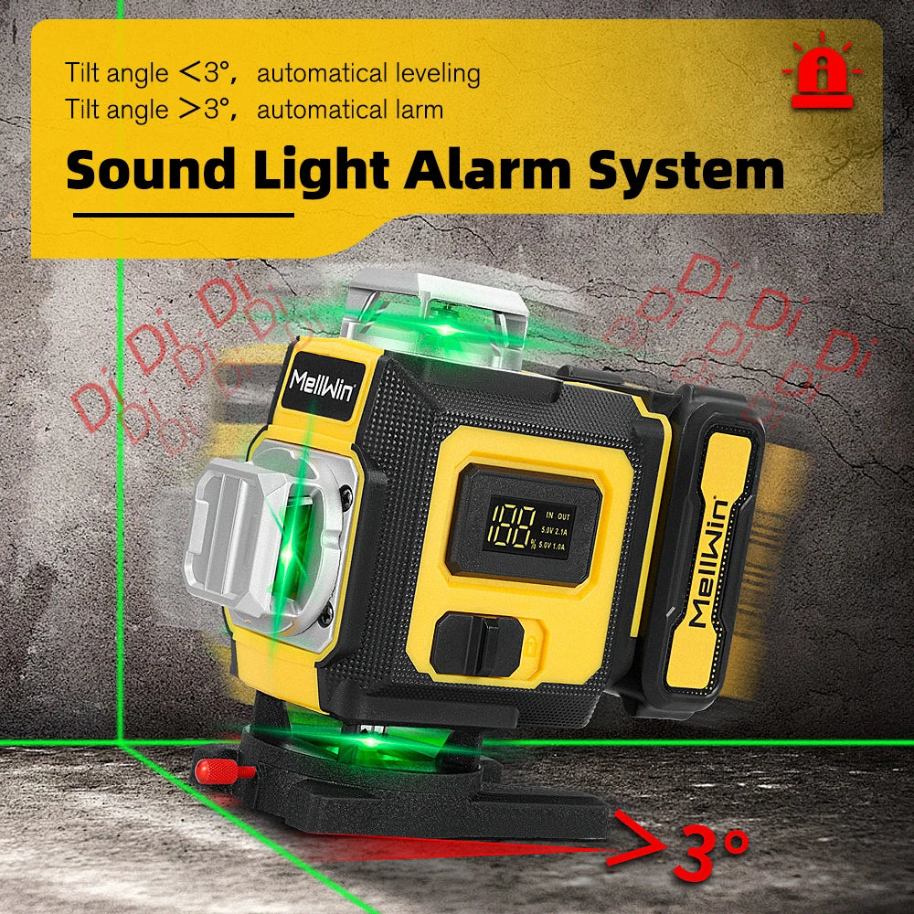 MELLWIN 16 Lines Laser Level APP Remote Control Selfleveling 360 Horizontal & Vertical Laser level With 6Ah Big Li-ion Battery - Limetastore