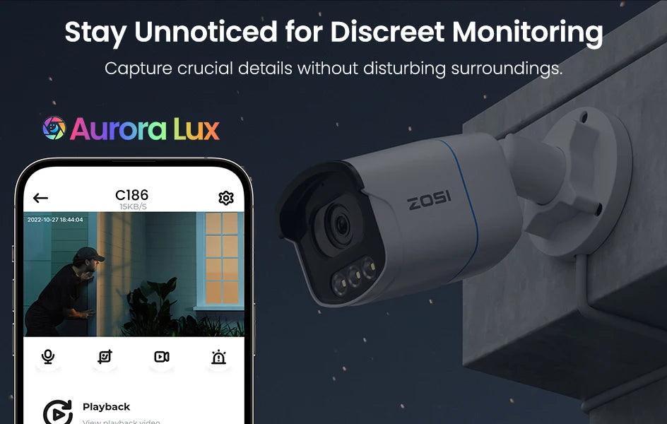 Varnostni kamerov sistem ZOSI 4K 8MP PoE – barvni nočni vid Aurora Lux | 5MP/8MP za zunanjo/notranjo uporabo