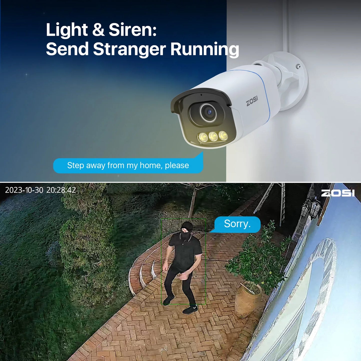 ZOSI C186 Aurora Lux 5MP 3K PoE IP kamera – nočni vid s pravimi barvami, velika zaslonka F1.0 in slikovni senzor 1/1,79''