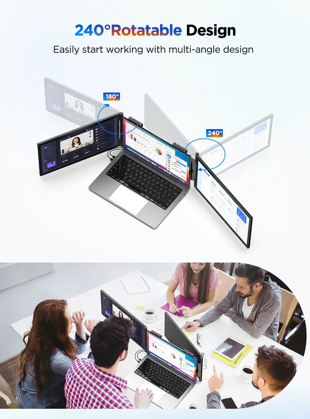 UPERFECT UFree Z14 FHD Wireless Laptop Monitor Extender Triple Screen Display for Laptop, Phone, PS5, Xbox, Switch - Limetastore