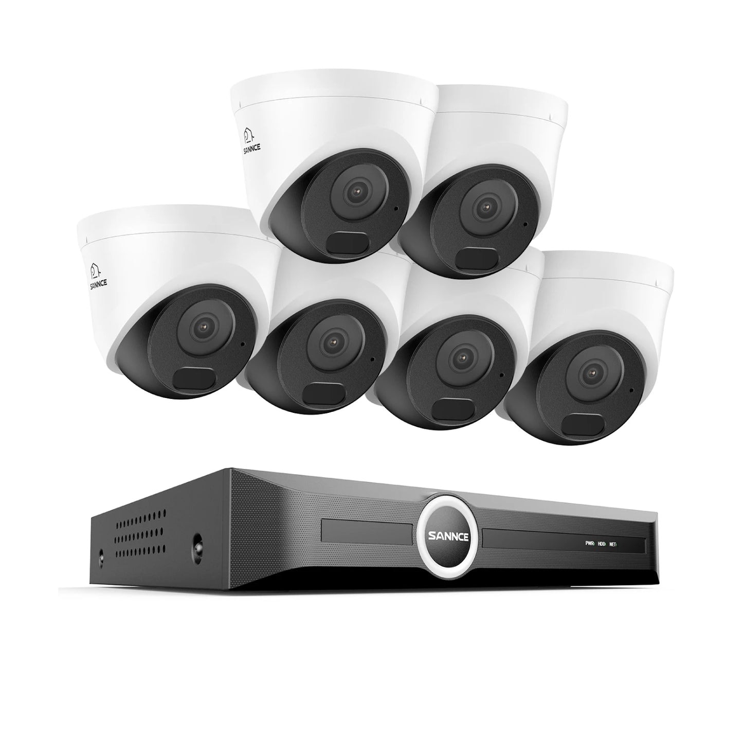 SANNCE 5MP PoE CCTV sistem | 8-kanalni NVR, snemanje zvoka, 30 m nočni vid, zaznavanje ljudi in vozil