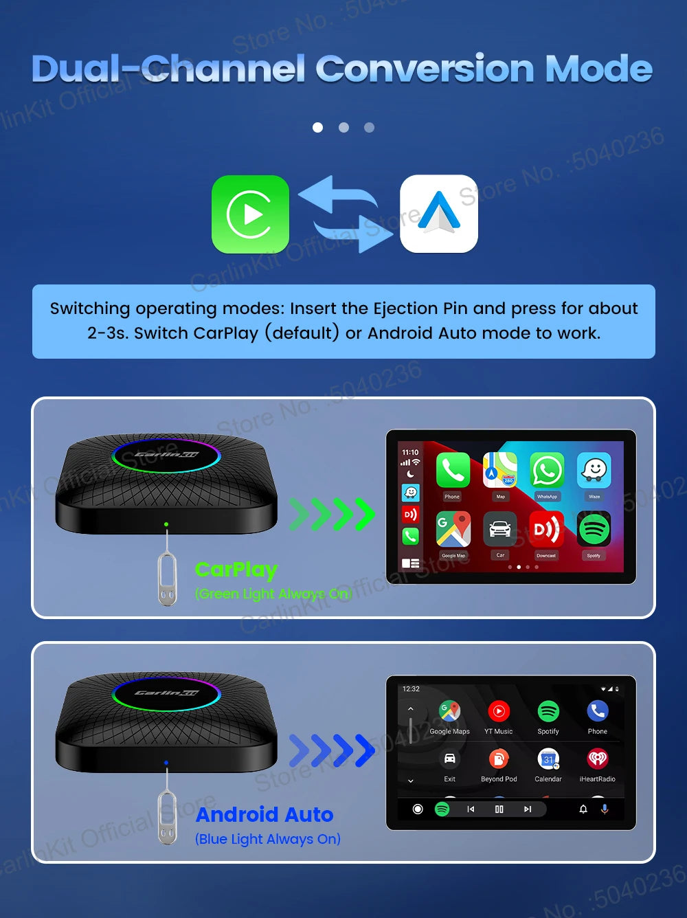 CarlinKit Android 13 8+128GB brezžični CarPlay AI Box