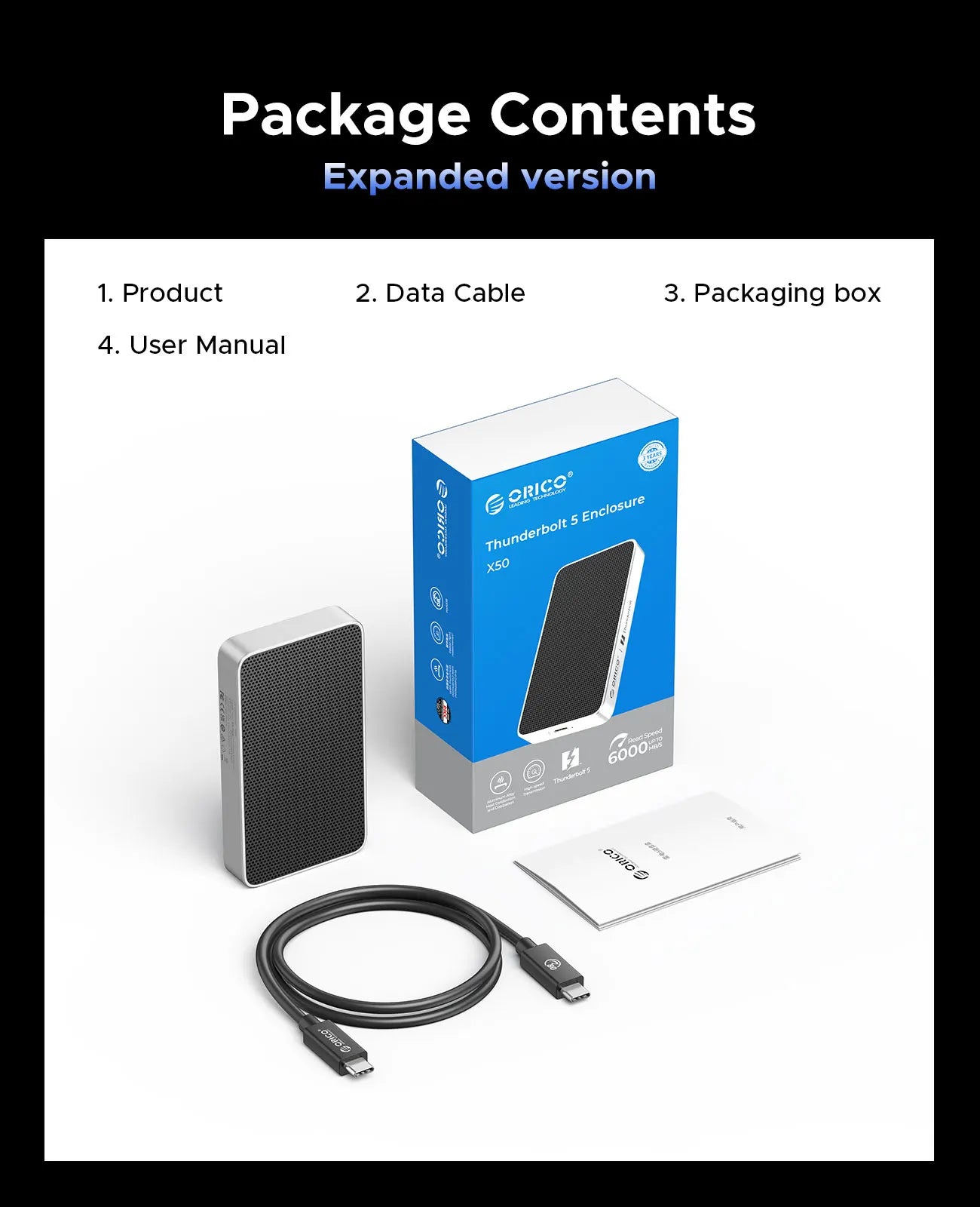 ORICO 80Gbps Thunderbolt 5-Compatible SSD Enclosure with Fan Cooling JHL9480 Chip for 80Gbps USB4 M.2 NVMe for Macbook