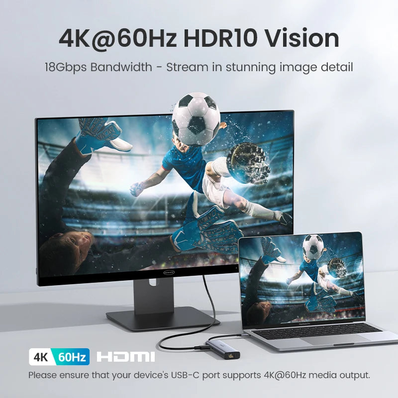 UGREEN 7-v-1 USB-C Hub s 4K60Hz HDMI, bralnikoma kartic SD/TF, USB 3.0 5Gbps, PD100W – Večvratni