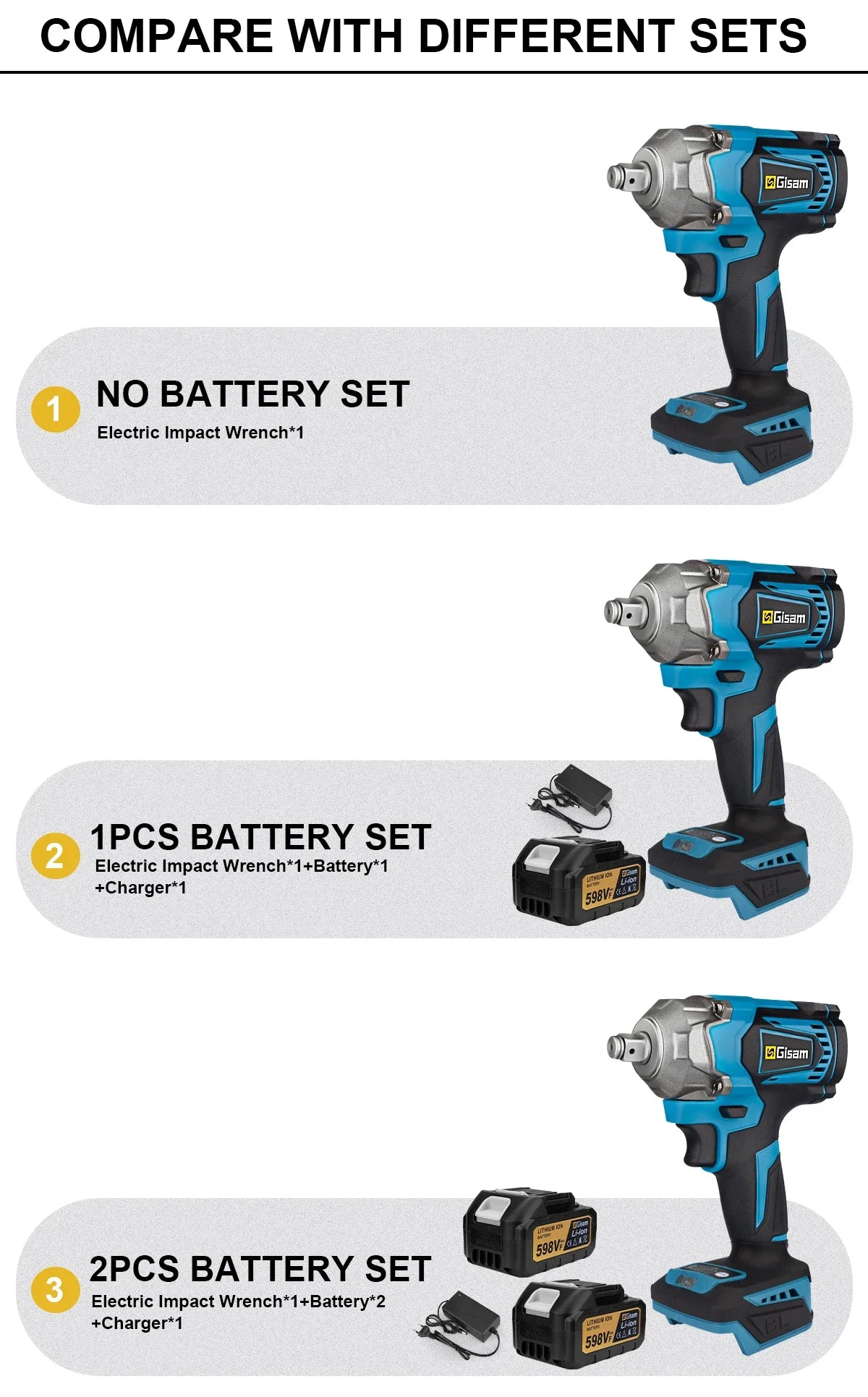 Gisam 1200N.m brezkrtačni udarni vijačnik 1/2" za Makita 18V