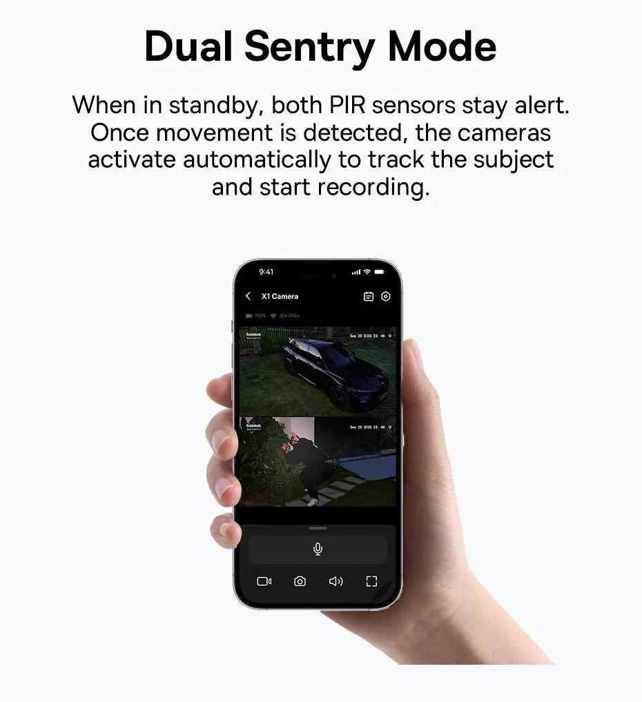 Baseus Security X1 Pro Outdoor Dual Camera Wireless 3K Camera Solar Panel Face Recognition Smart AI Tracking Security Camera - Limetastore