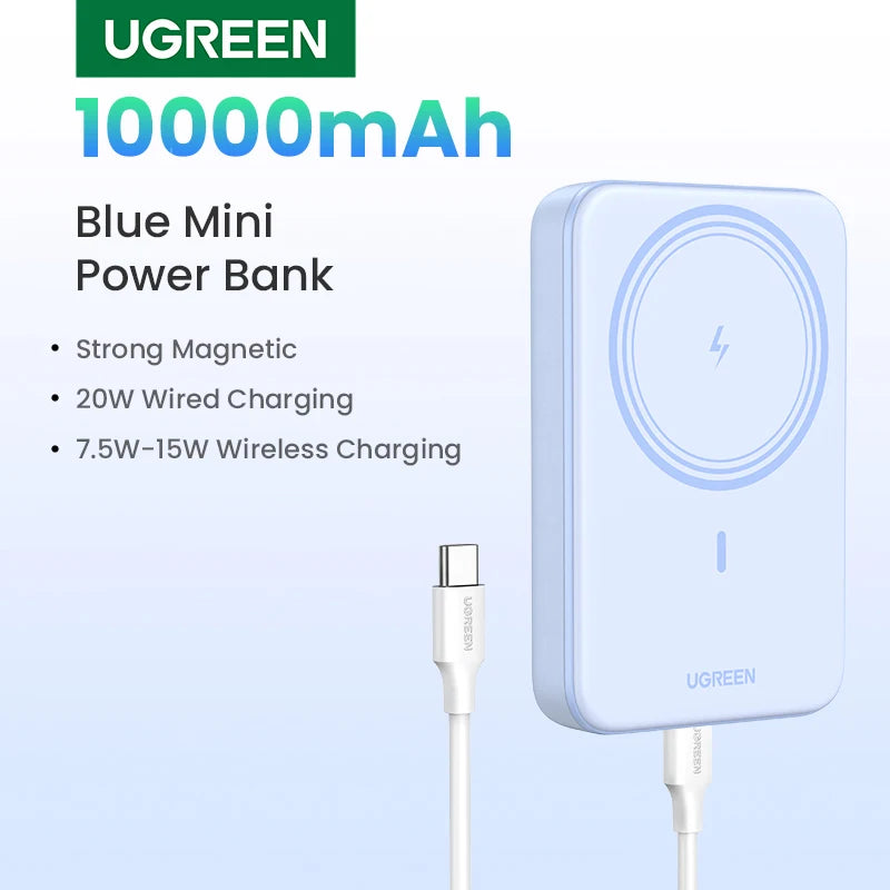 UGREEN PD20W magnetna prenosna baterija – 10000 mAh prenosna zunanja baterija za hitro brezžično polnjenje