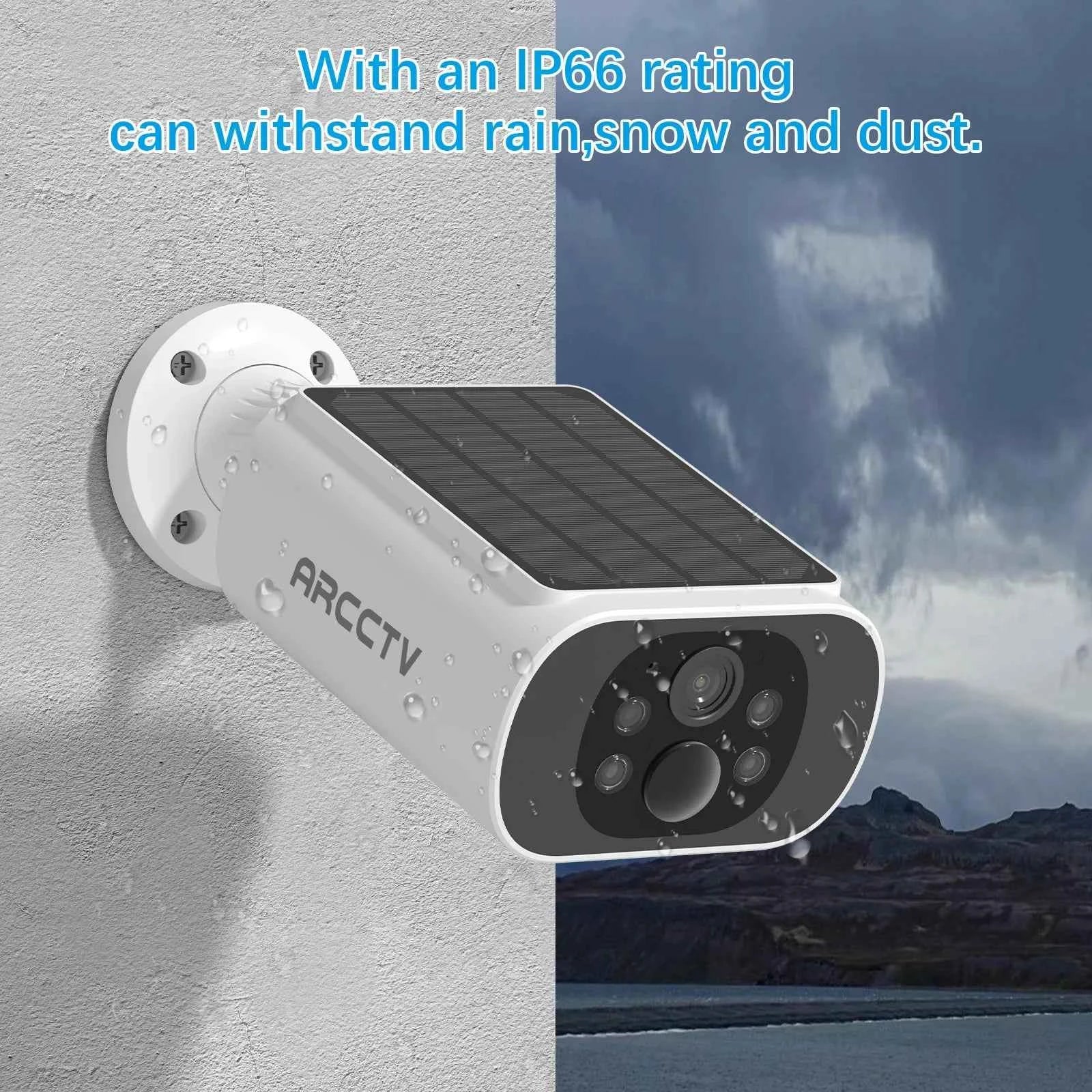 ARCCTV 4MP Wifi Solar Battery Camera Kit Surveillance Security System Humanoid Detection Siren Alarm Outdoor Wireless Camera Set - Limetastore