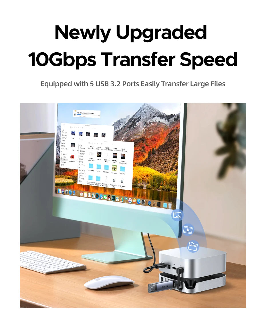 UGREEN USB-C priklopna postaja za Mac Mini M4/M4 Pro z ohišjem za SSD M.2 NVMe