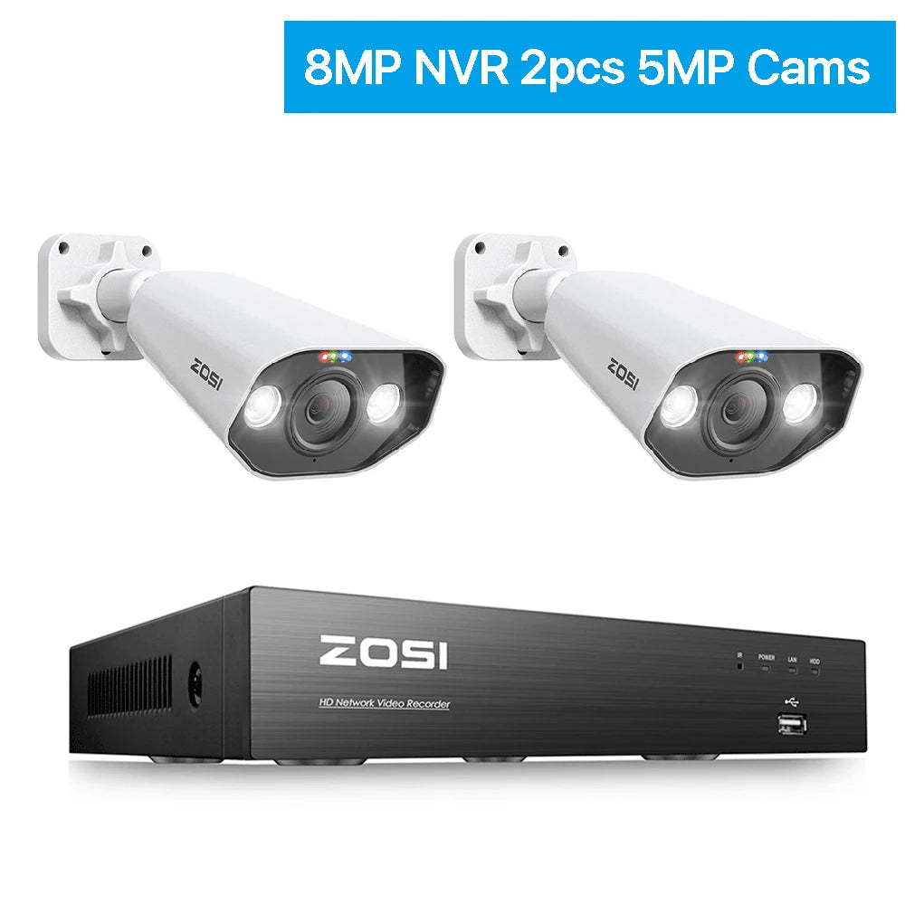 ZOSI 4K 8MP PoE Security Camera System – 8CH NVR Kit with 5MP/8MP Outdoor IP Cameras | AI Human