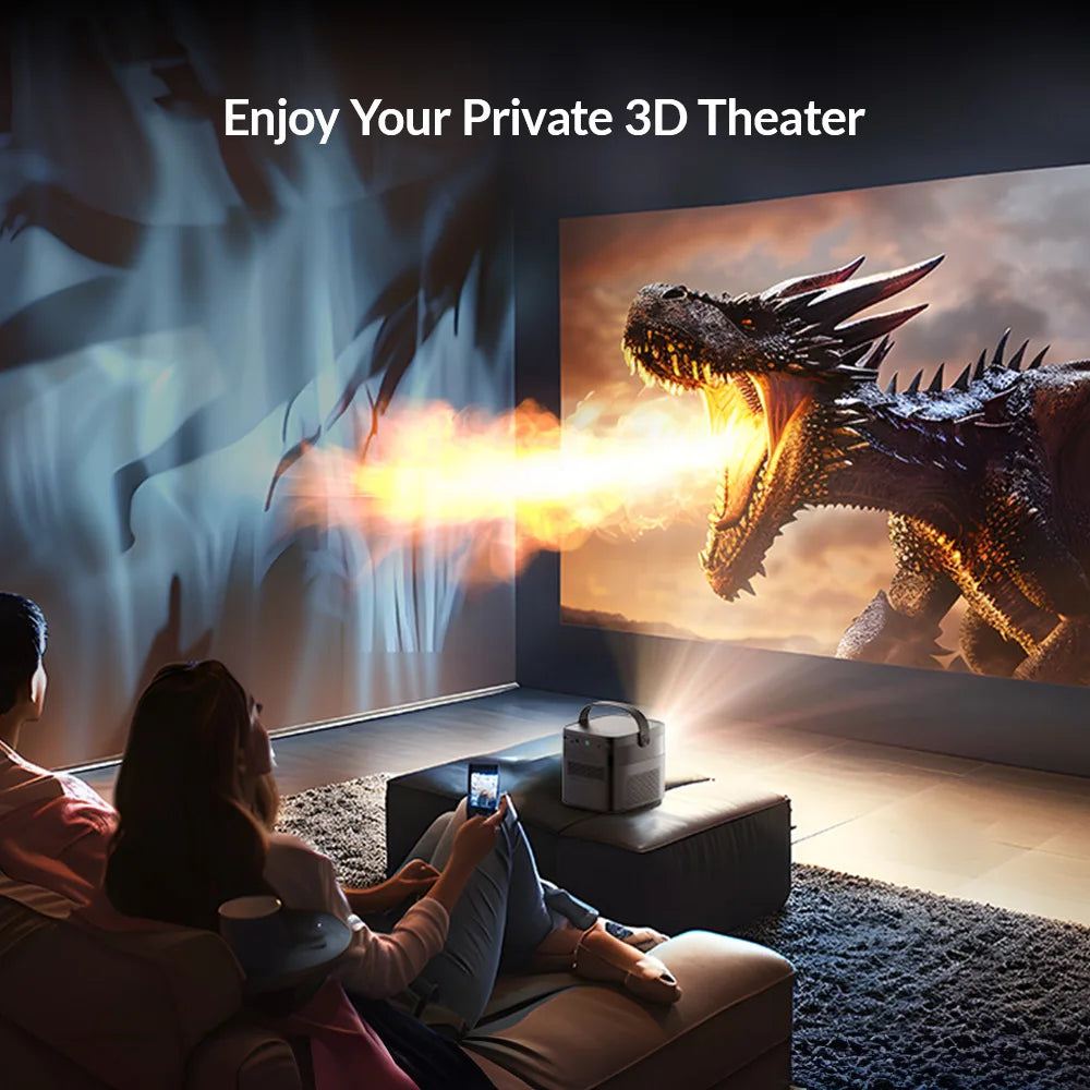 BYINTEK U75 Smart Portable DLP Projector – 15000mAh Battery, Native 1080P, 4K Support