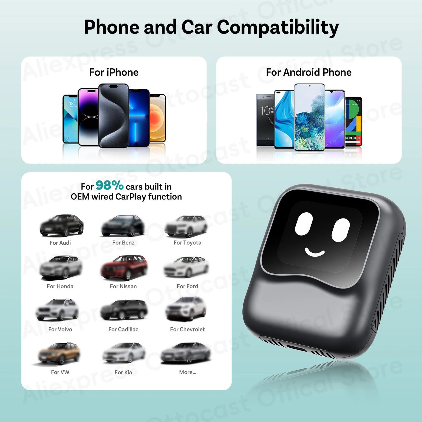 OTTOCAST NanoAI Android 13 Brezžični CarPlay AI Box 128GB