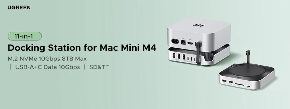 UGREEN Mac Mini priklopna postaja s 4K240Hz DisplayPortom, režo za M.2 NVMe SSD