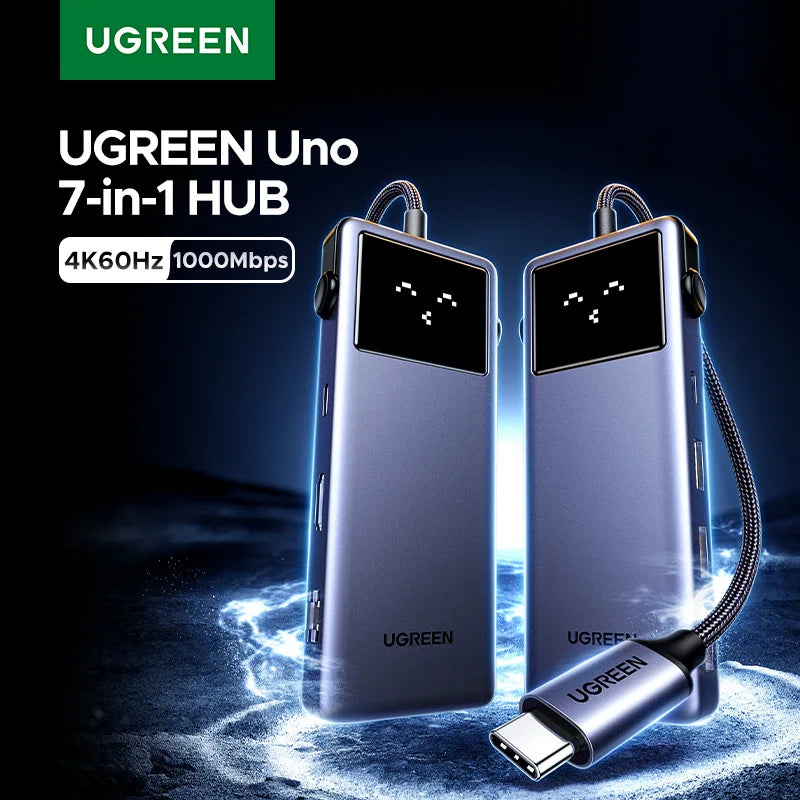UGREEN Uno USB-C Hub | HDMI 4K60Hz / 2K120Hz, RJ45 1000 Mbps, PD100W, razdelilnik USB 3.0 za MacBook in prenosnike