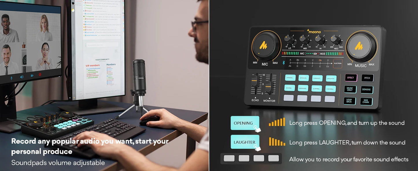 MaonoCaster AM200‑S1 – All‑in‑One Podcast Studio Audio Interface | Sound Card + Microphone Kit for Live Streaming, Recording, YouTube, PC & Phone